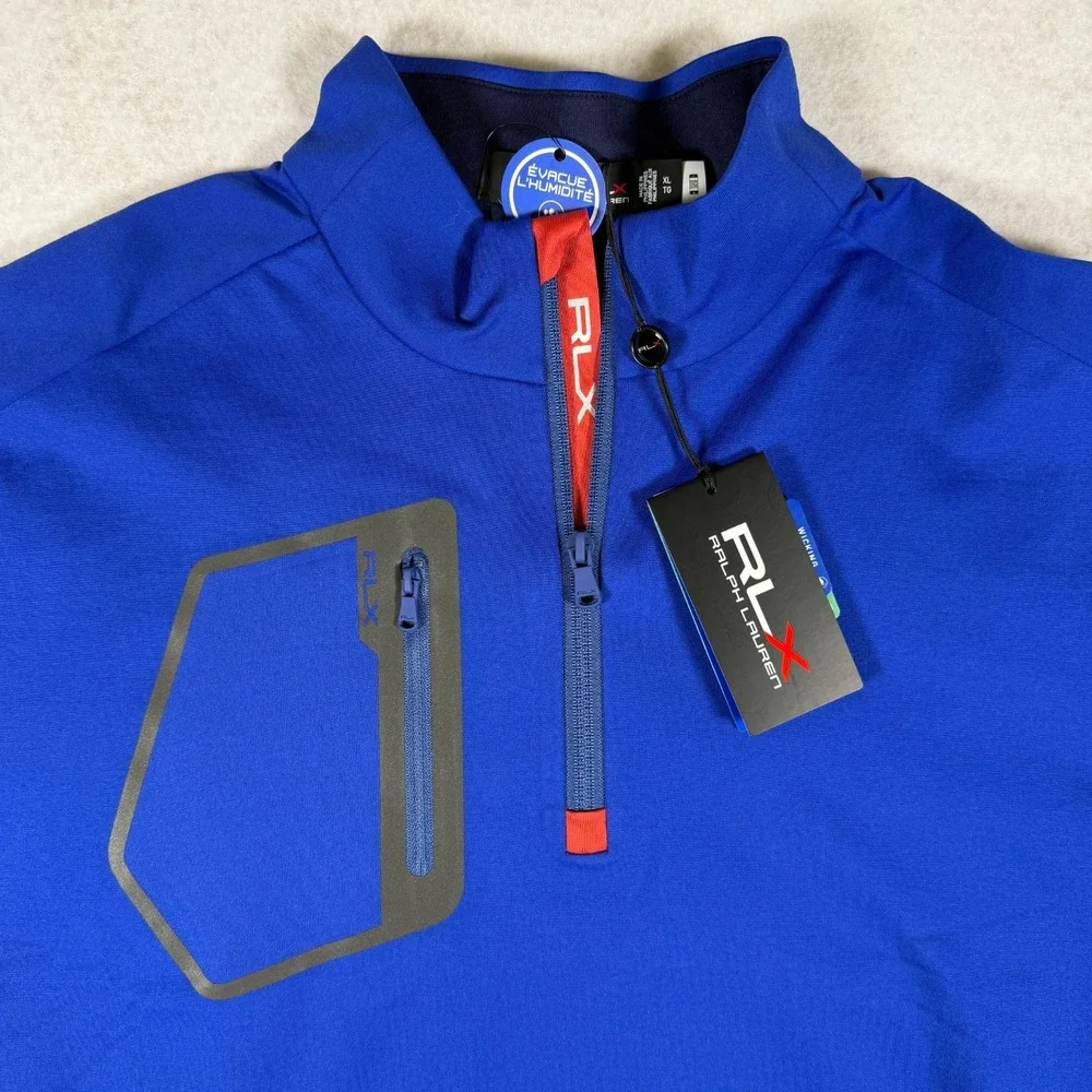 RLX Ralph Lauren Mens Blue Quarter Zip Golf Pullover XL New‎ With Tags